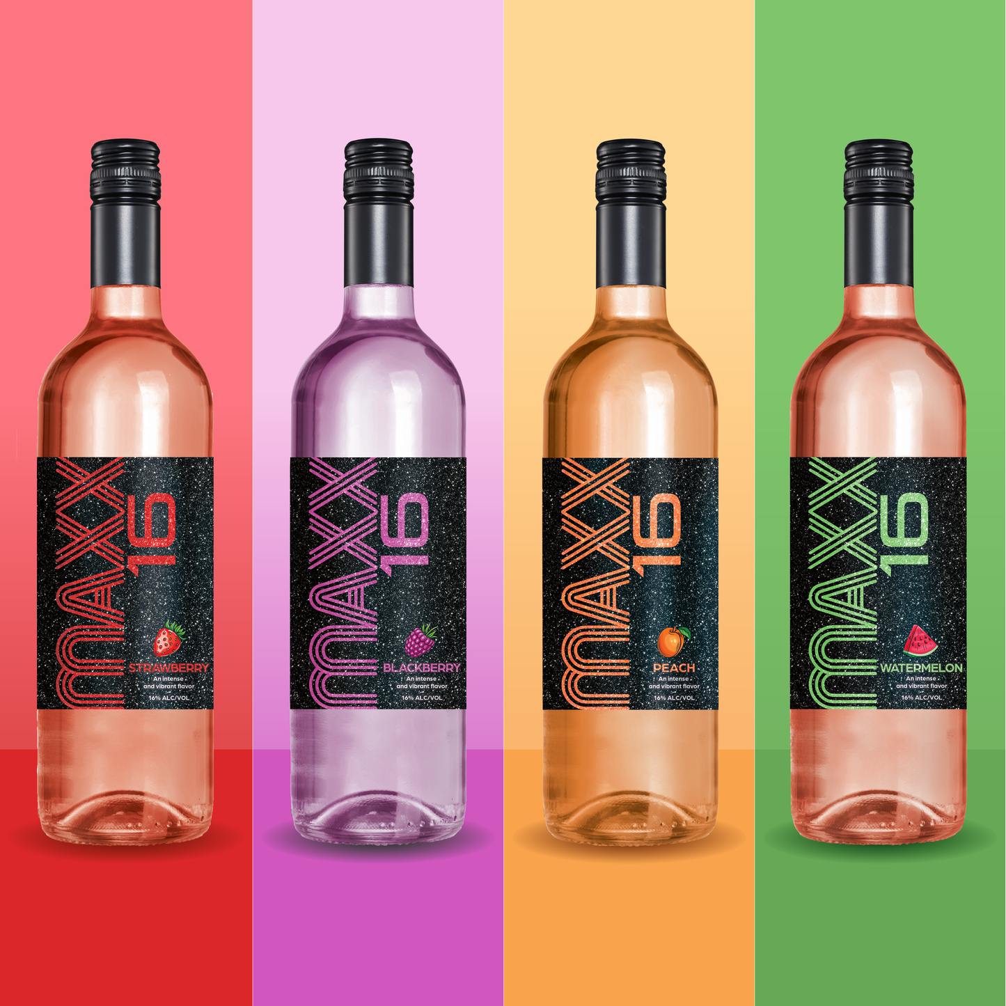 Wine on sale and delivered! MAXX 16 high alcohol 16% ABV sweet Moscato wine with unique flavors like Lemonade Blackberry Sweet Tea Strawberry Peach Tropical and Watermelon
