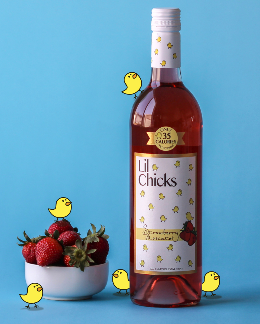 Lil Chicks Strawberry Moscato Low Calorie Wine. Available in single bottles, 6 packs, or 12 pack cases. Order online for delivery. Orders over $95 get FREE Shipping