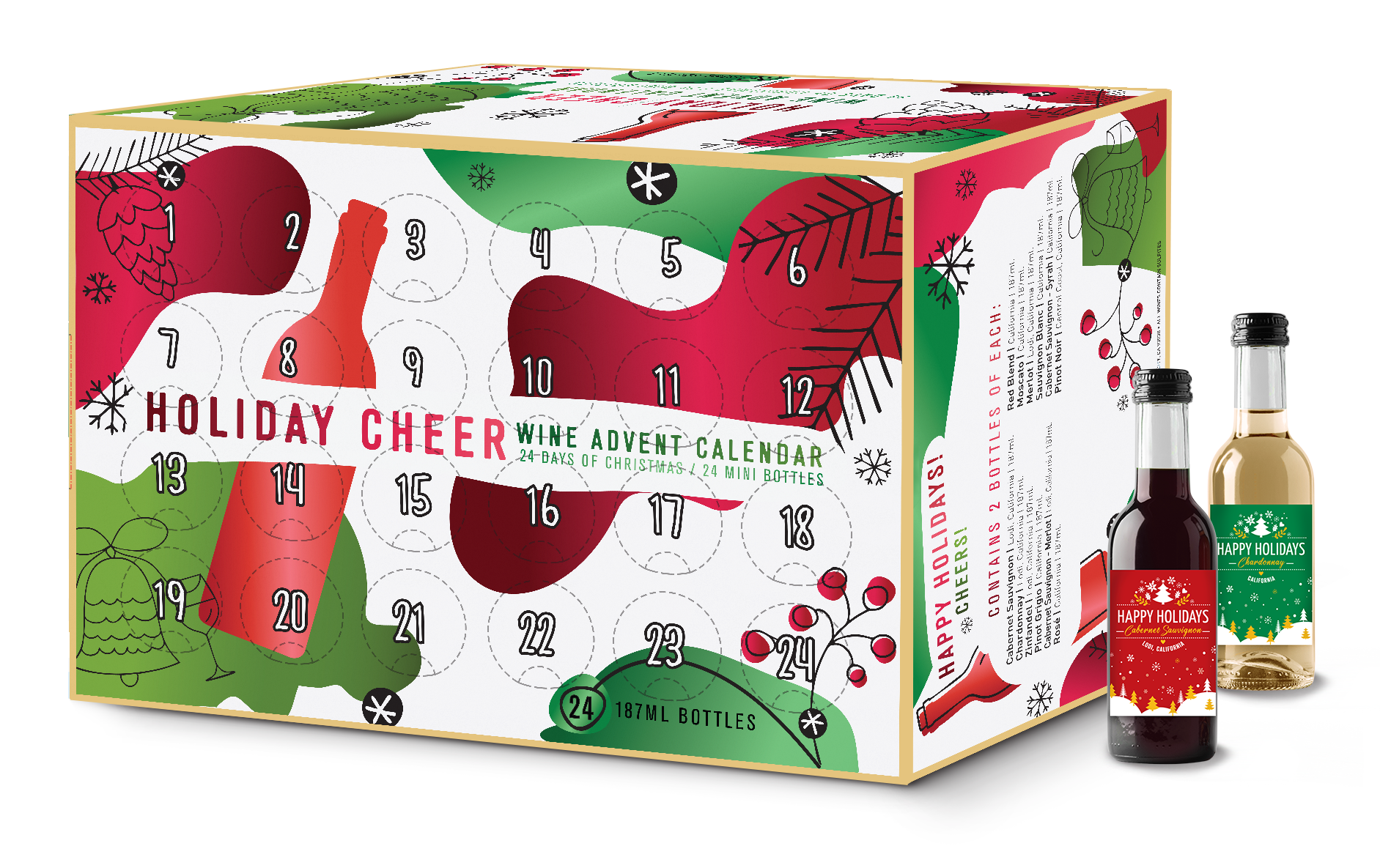 Wine Advent calendar for 24 Days of Christmas Wine is the perfect way to countdown to Christmas with 12 varieties of wine to share or enjoy yourself or give as a gift to your boss, friends, family, or neighbors. Great Holiday gift idea 2025